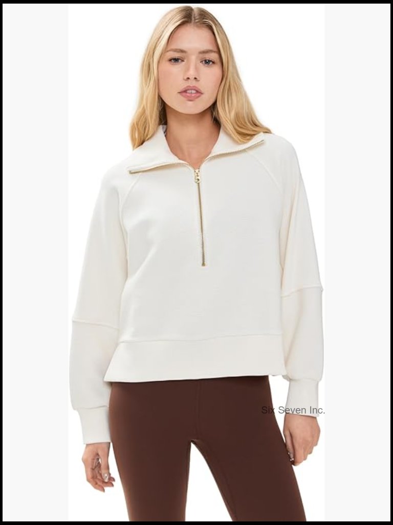 Mid-Weight Ribbed Knit Half Zip Sweat